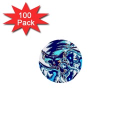 Trippy Dippy Bears Blue Dancing Greatful Dead Skull Steal Your Face 1  Mini Buttons (100 Pack)  by Salmanaz77
