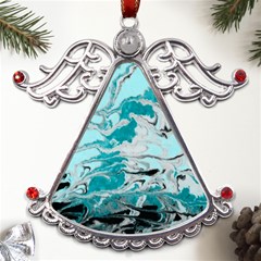 Fluid Turquoise Metal Angel With Crystal Ornament by DinkovaArt