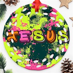 Neon Jesus 8375771 Ornament (round Filigree) by Jabberwonkers