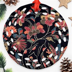 Red Flowers 2 Ornament (round Filigree) by DinkovaArt