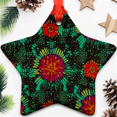 Mid Century Retro Floral 1970s 1960s Pattern 72 Star Ornament (two Sides) by violetheavensky