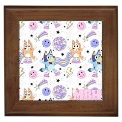 Bluey, Bluey Merch, Bluey Pattern, Bluey Bluey, Bingo, Bluey Design, Bluey Dog Framed Tile by avitendut