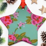 Mid Century Retro Floral 1970s 1960s Pattern 81 Star Ornament (Two Sides) Back