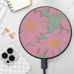 Mid Century Retro Floral 1970s 1960s Pattern 80 Wireless Fast Charger(black) by violetheavensky