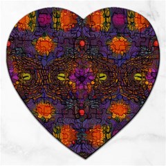 Mid Century Retro Floral 1970s 1960s Pattern 67 Jigsaw Puzzle (heart) by violetheavensky