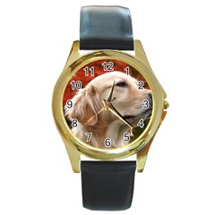 Dog-photo Cute Round Gold Metal Watch by swimsuitscccc